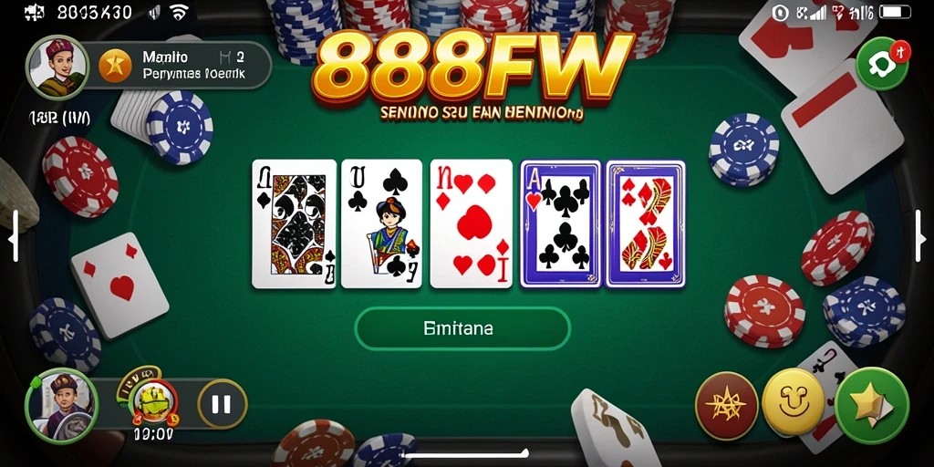 Screenshot utama gameplay Domino dari 888FW yang menggambarkan keseruan bermain.