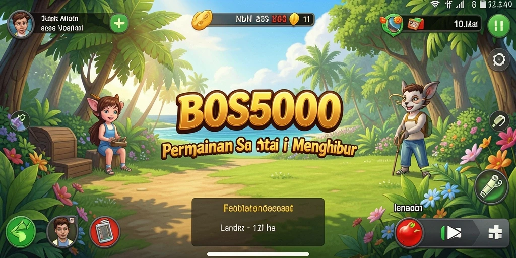 Tampilan utama BOS5000 dengan gameplay yang menarik dan ceria.