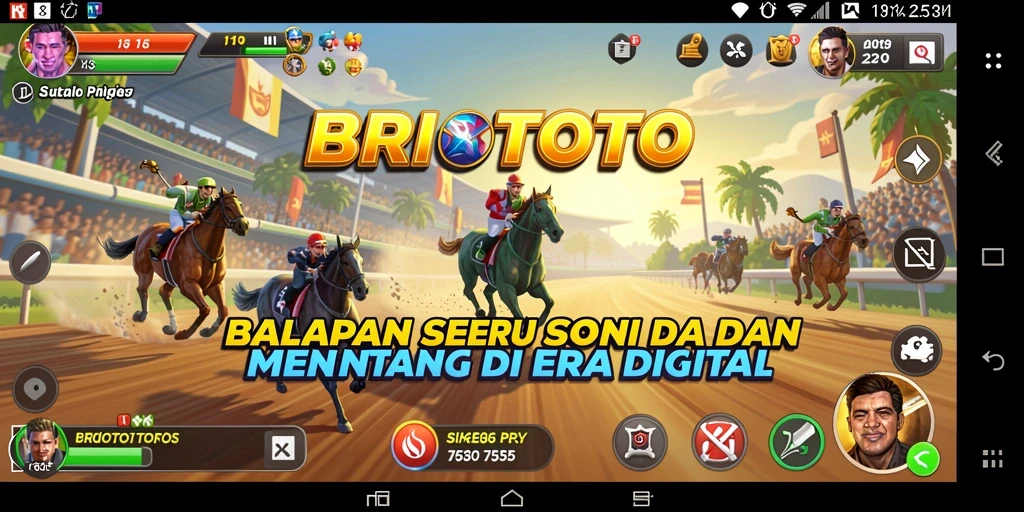 Screenshot gameplay BRIOTOTO menampilkan aksi balap yang mendebarkan.