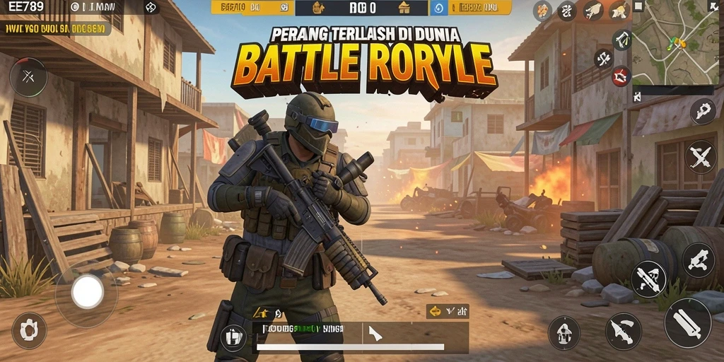 Tangkapan layar gameplay menegangkan dari EE789 di pertarungan Battle Royale.