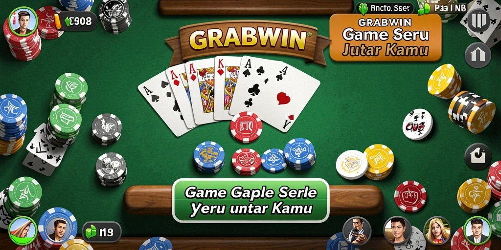Screenshot gameplay GRABWIN yang penuh aksi Gaple.