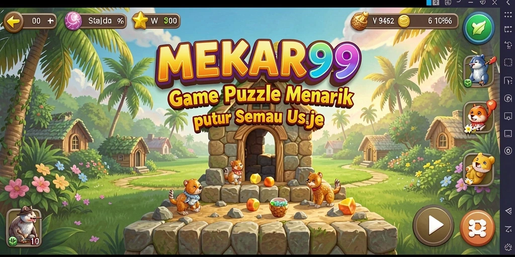 Tampilan gameplay menantang di MEKAR99 dengan berbagai teka-teki seru.