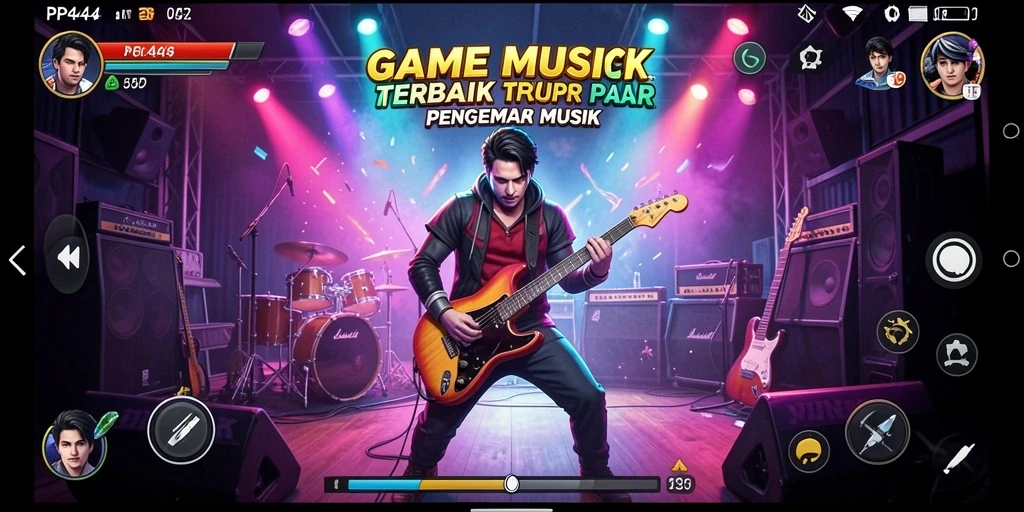 Tampilan seru gameplay PP444 saat bermain musik dengan teman.