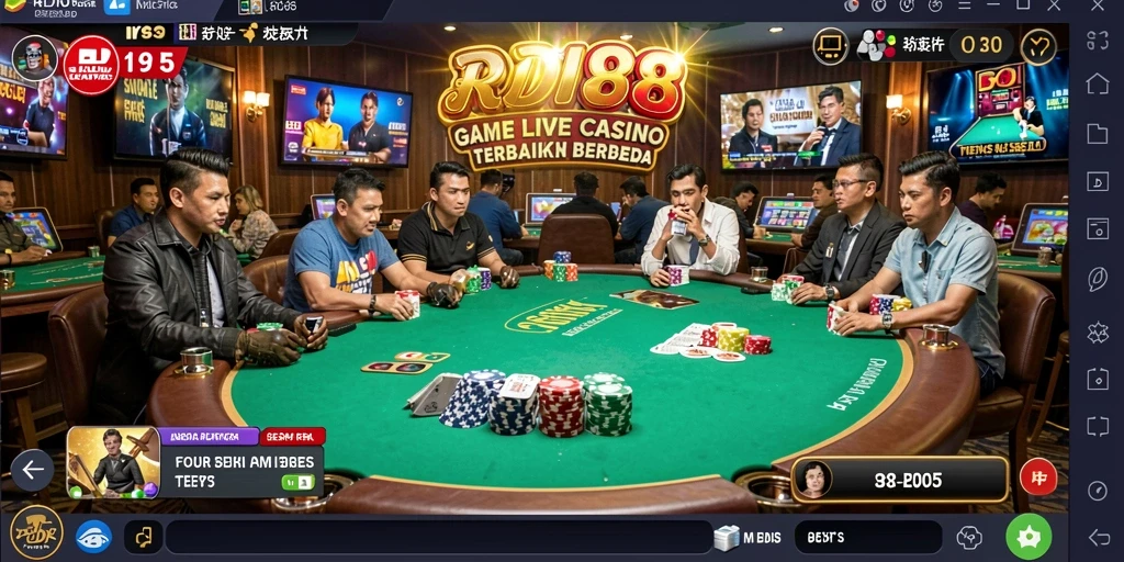 Tampilan gameplay Live Casino RDI88 dengan dealer langsung di meja.