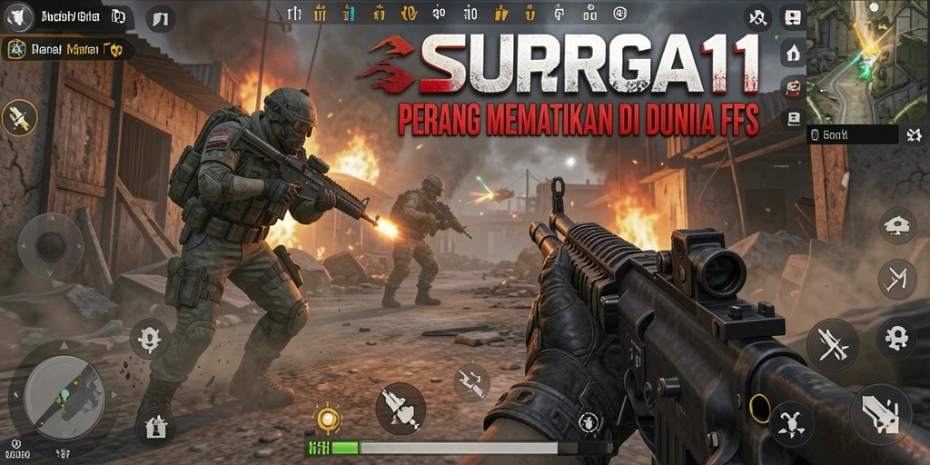 Tangkapan layar SURGA11 menampilkan aksi tembak-menembak yang seru dalam gameplay FPS.