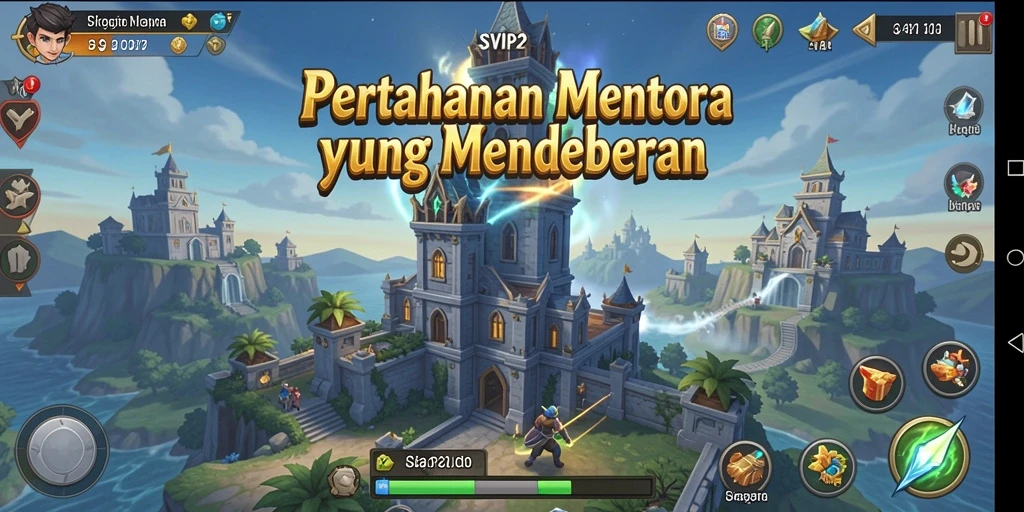 Tampilan gameplay SVIP2 dengan strategi menara yang mendebarkan.