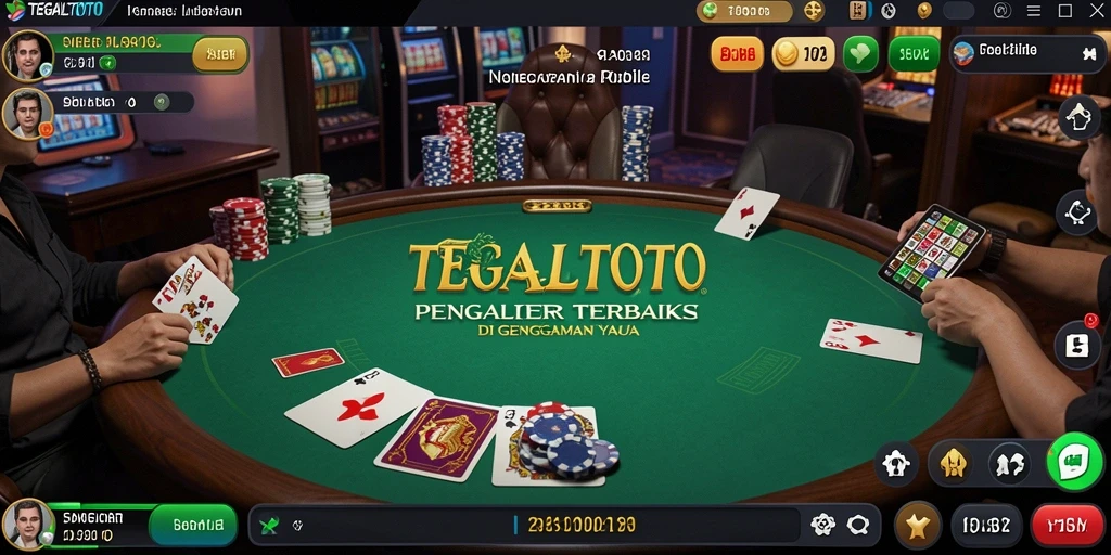 Screenshot menampilkan gameplay TEGALTOTO dengan pemain yang bersaing di meja poker.