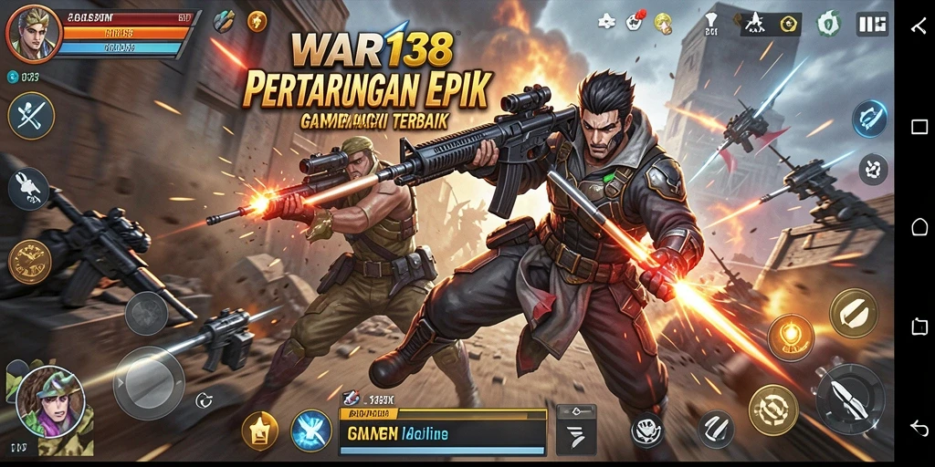 Screenshot utama WAR138 menampilkan aksi pertempuran yang mendebarkan.